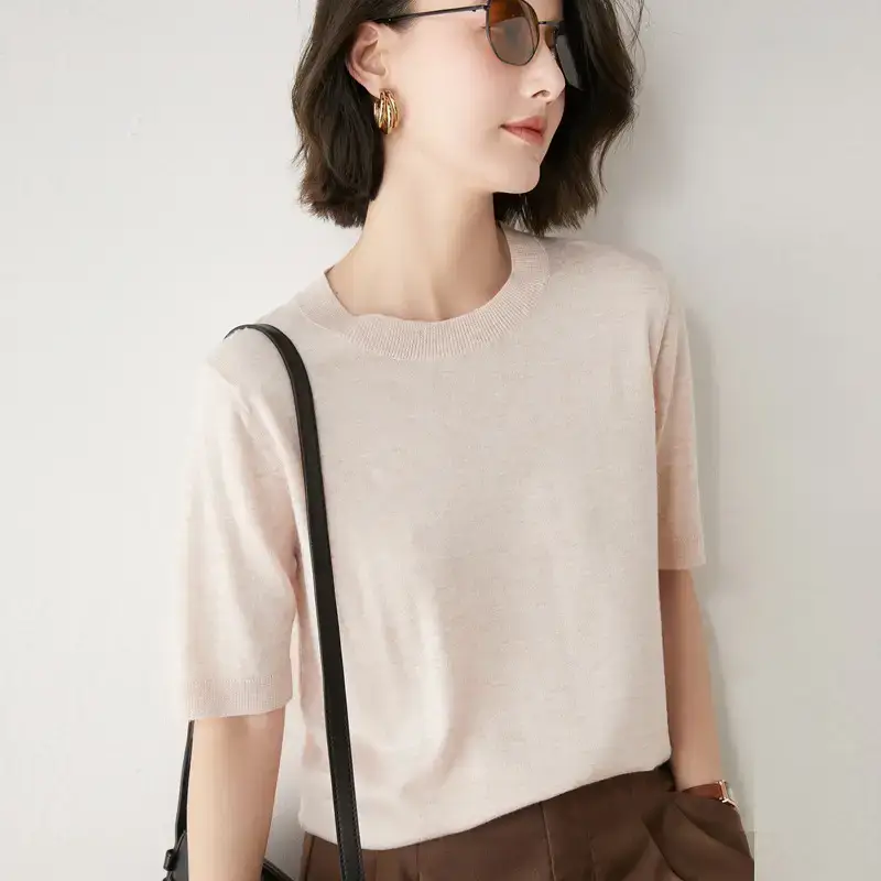 Women 5-Quarter Sleeve T-Shirt Olive Green Loose Fit - Image 7