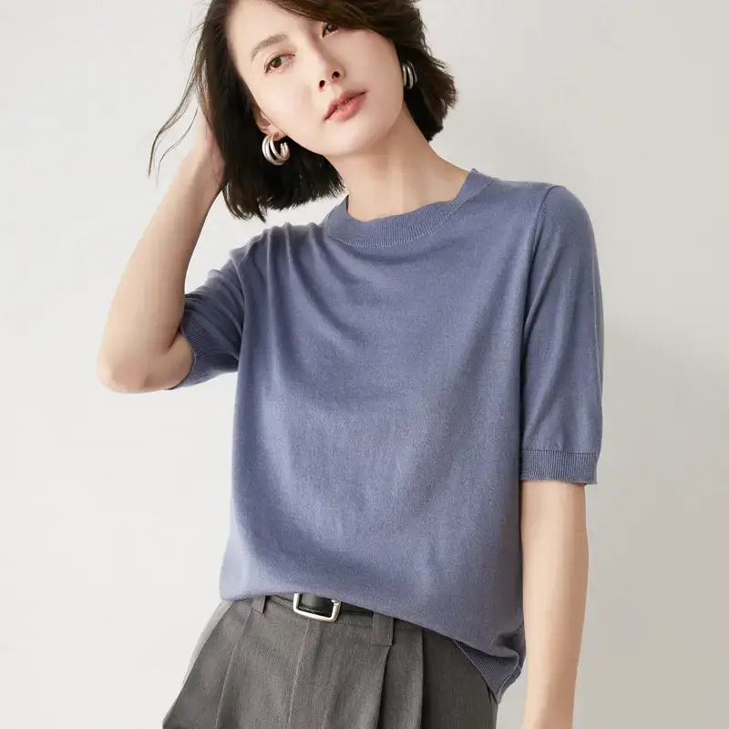 Women 5-Quarter Sleeve T-Shirt Olive Green Loose Fit - Image 9