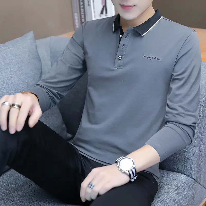 Men Black Cotton Polo Shirt with Embroidered Details - Image 5