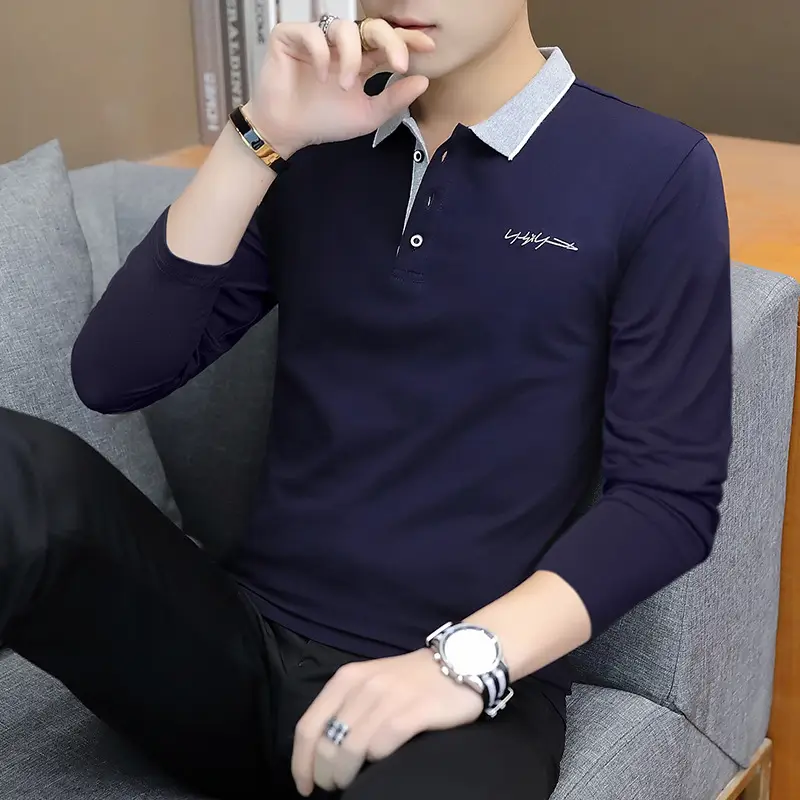 Men Black Cotton Polo Shirt with Embroidered Details - Image 6