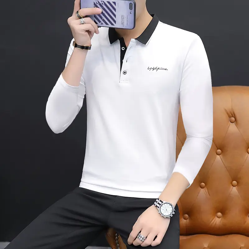 Men Black Cotton Polo Shirt with Embroidered Details - Image 8