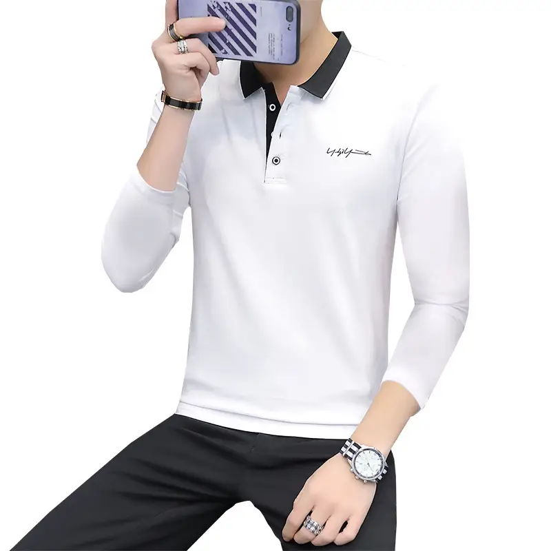 Men Black Cotton Polo Shirt with Embroidered Details - Image 9