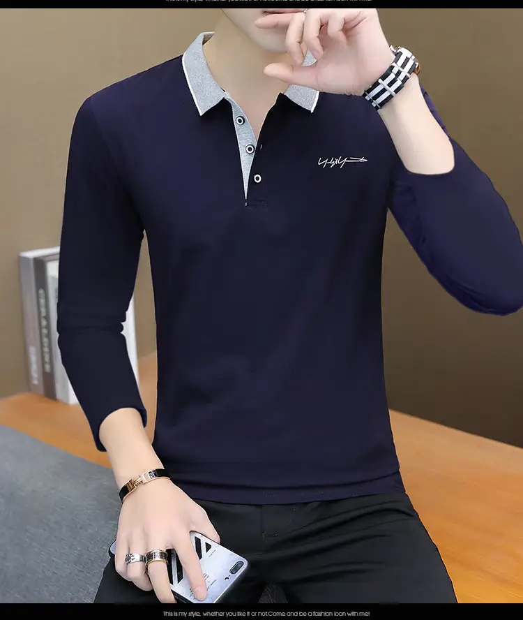 Men Black Cotton Polo Shirt with Embroidered Details — feature 11