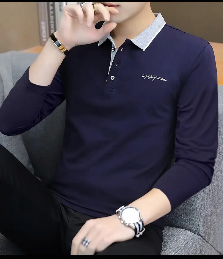 Men Black Cotton Polo Shirt with Embroidered Details — feature 12
