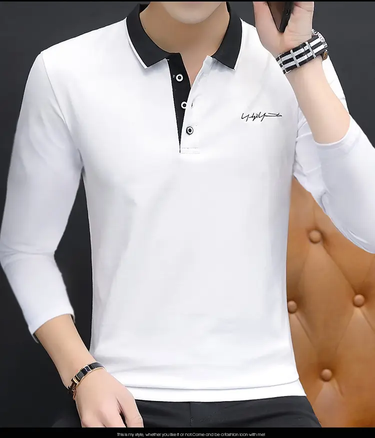 Men Black Cotton Polo Shirt with Embroidered Details — feature 4
