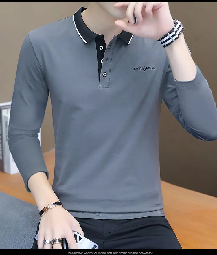 Men Black Cotton Polo Shirt with Embroidered Details — feature 8