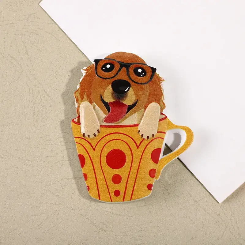 Cartoon Dog Magnetic Sticker 3D Resin Teacup Design - Image 10
