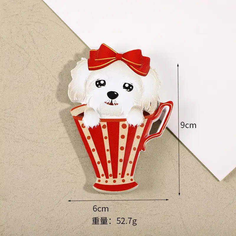 Cartoon Dog Magnetic Sticker 3D Resin Teacup Design - Image 2