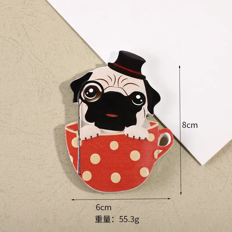 Cartoon Dog Magnetic Sticker 3D Resin Teacup Design - Image 3