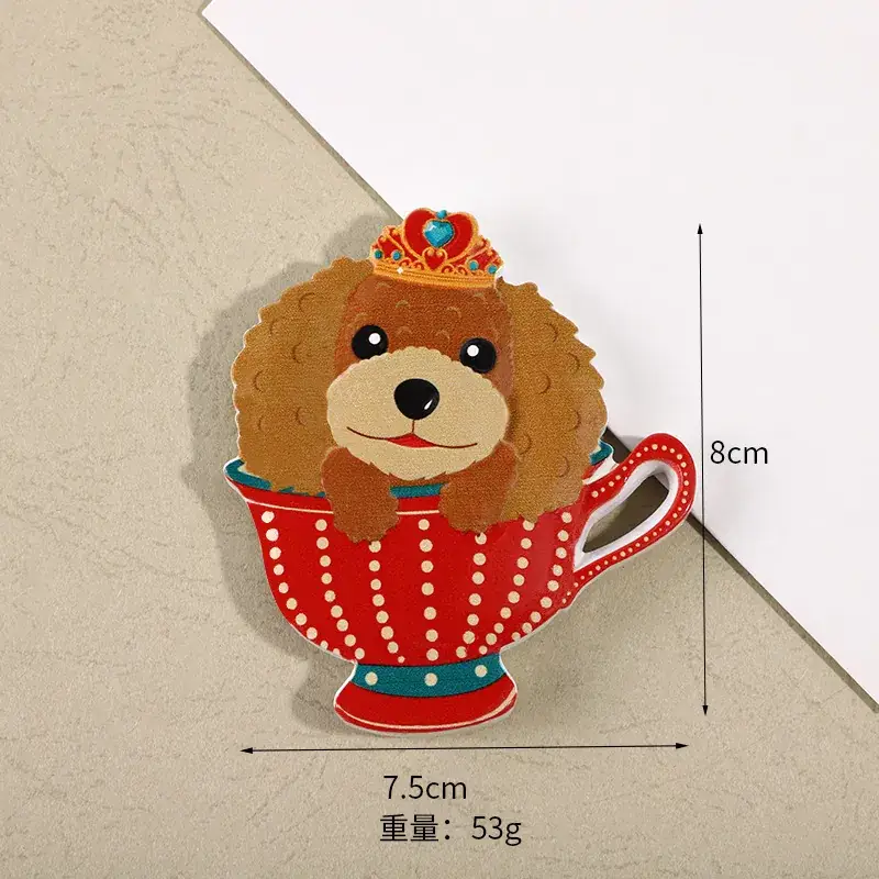 Cartoon Dog Magnetic Sticker 3D Resin Teacup Design - Image 4
