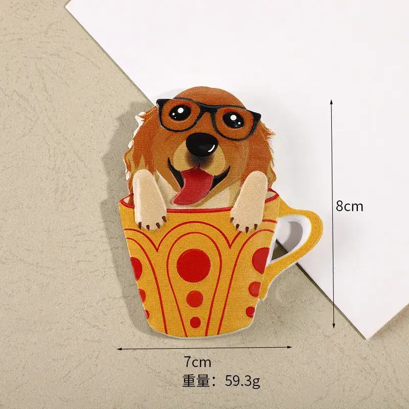 Cartoon Dog Magnetic Sticker 3D Resin Teacup Design - Image 5