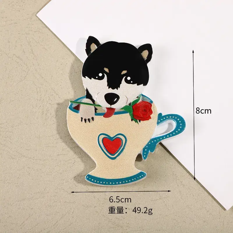 Cartoon Dog Magnetic Sticker 3D Resin Teacup Design - Image 6