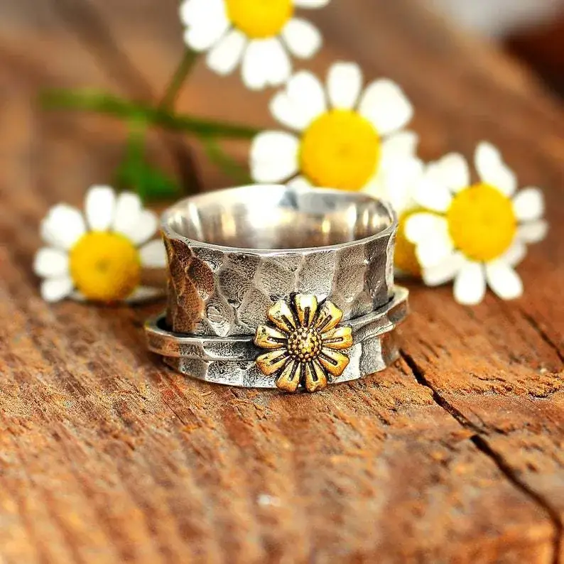 Golden Floral Cross Bracelet with Carved Design - Image 2