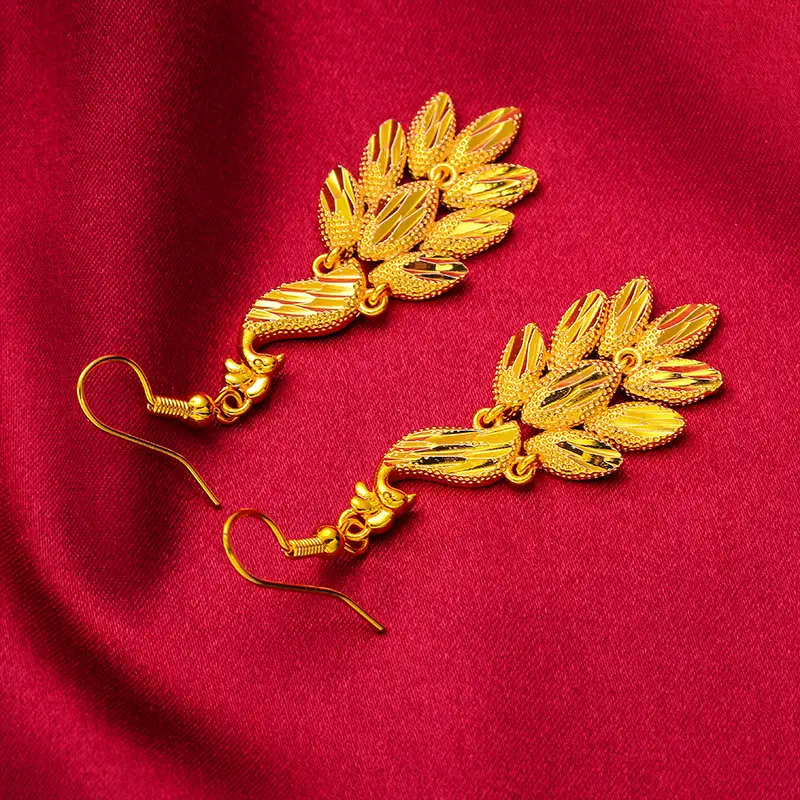 Gold Plated Peacock Tassel Earrings for Women - Image 3