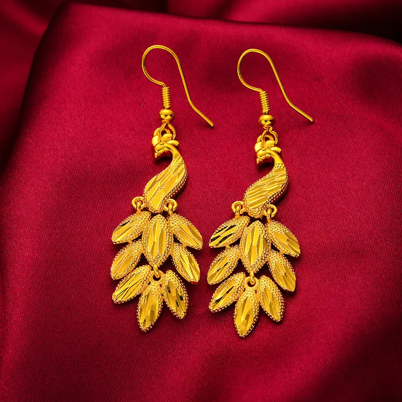 Gold Plated Peacock Tassel Earrings for Women - Image 4