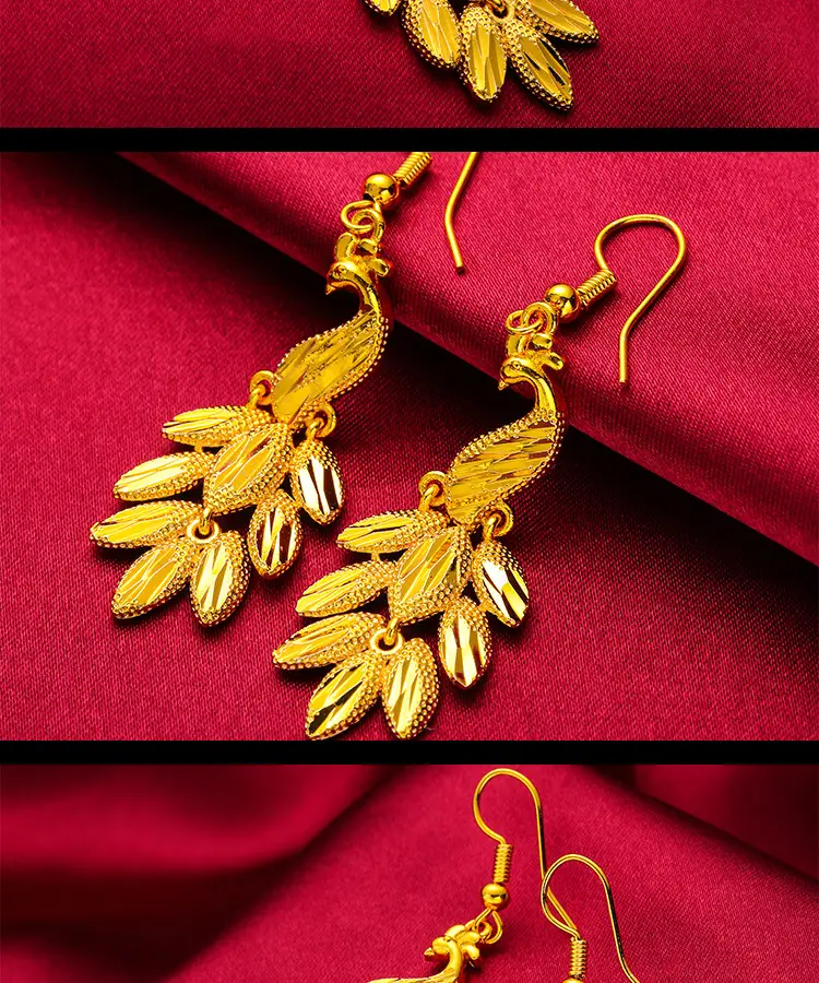 Gold Plated Peacock Tassel Earrings for Women — feature 6