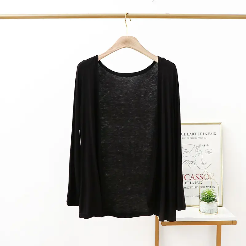 Gray Long Sleeve Modal Coat for Women - Image 8