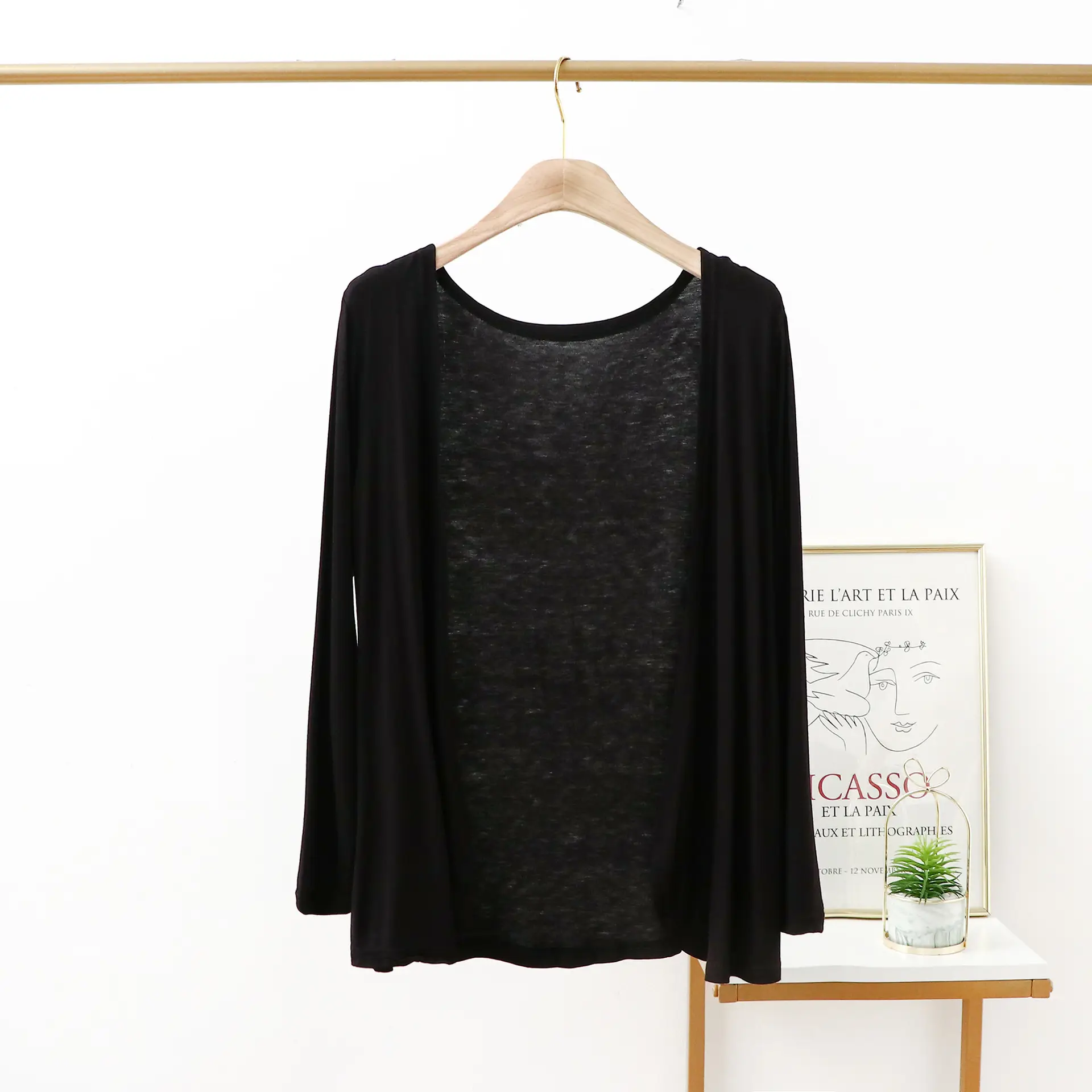 Gray Long Sleeve Modal Coat for Women - Image 2