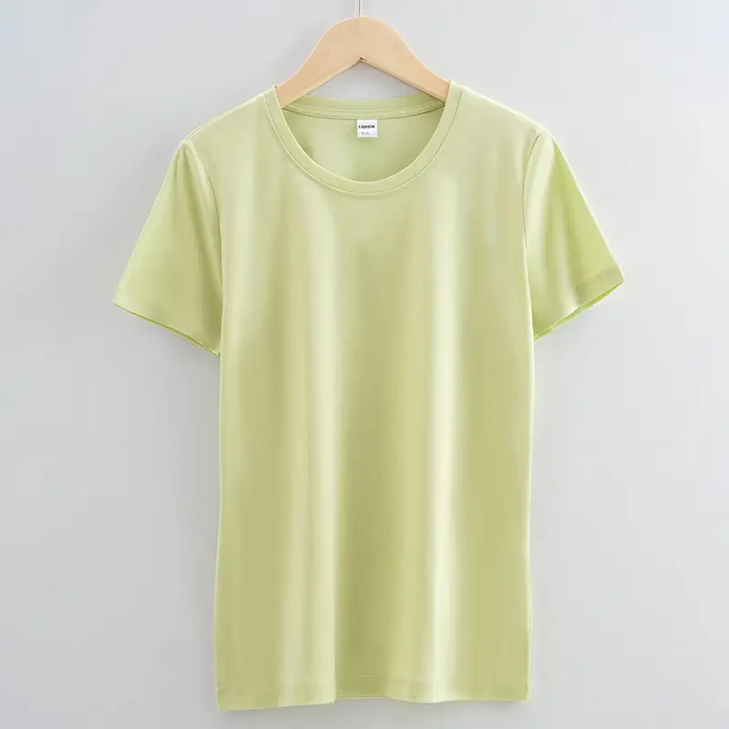 Women Cotton T-Shirt Beige Short Sleeve - Image 12