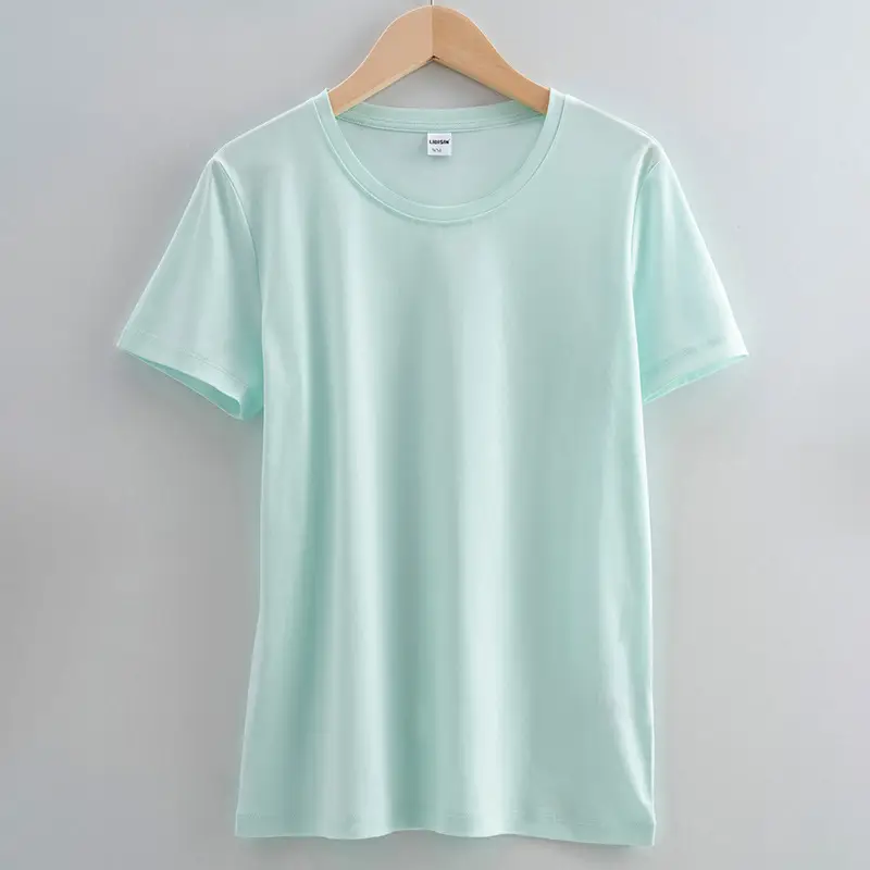 Women Cotton T-Shirt Beige Short Sleeve - Image 13