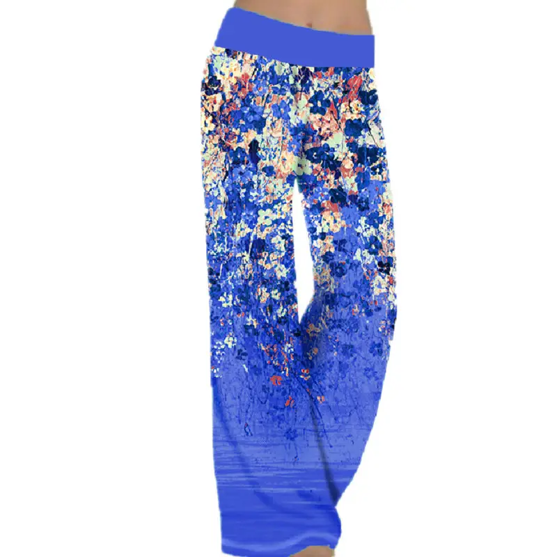 Women's Printed Yoga Pants Purple Wide Leg Loose Fit - Image 7