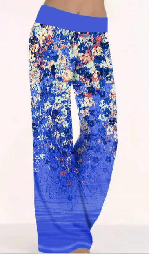 Women's Printed Yoga Pants Purple Wide Leg Loose Fit - Image 2