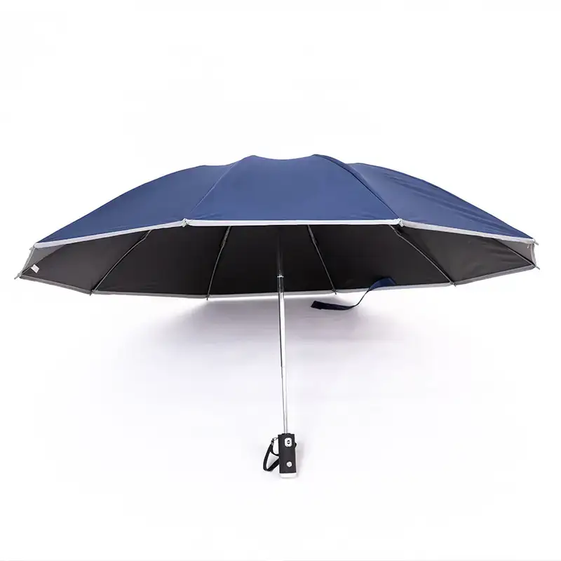 Red Reverse Folding Umbrella with LED Flashlight