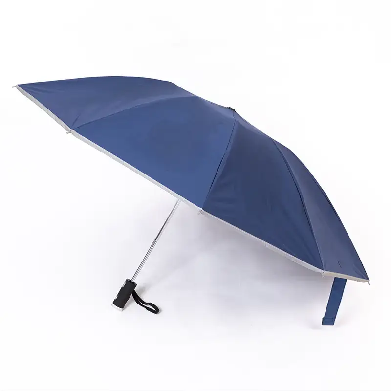 Red Reverse Folding Umbrella with LED Flashlight