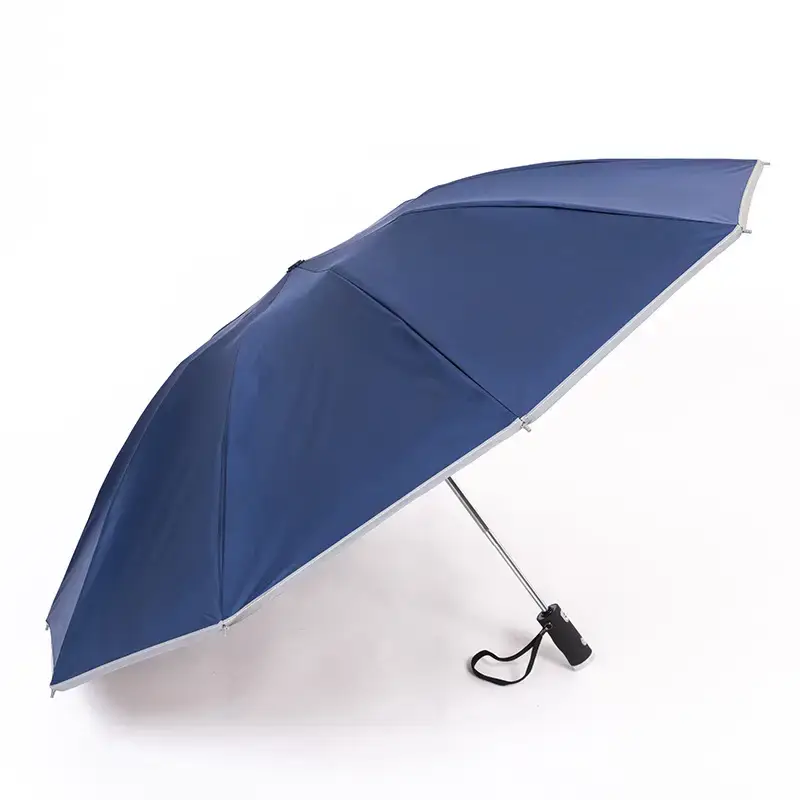 Red Reverse Folding Umbrella with LED Flashlight