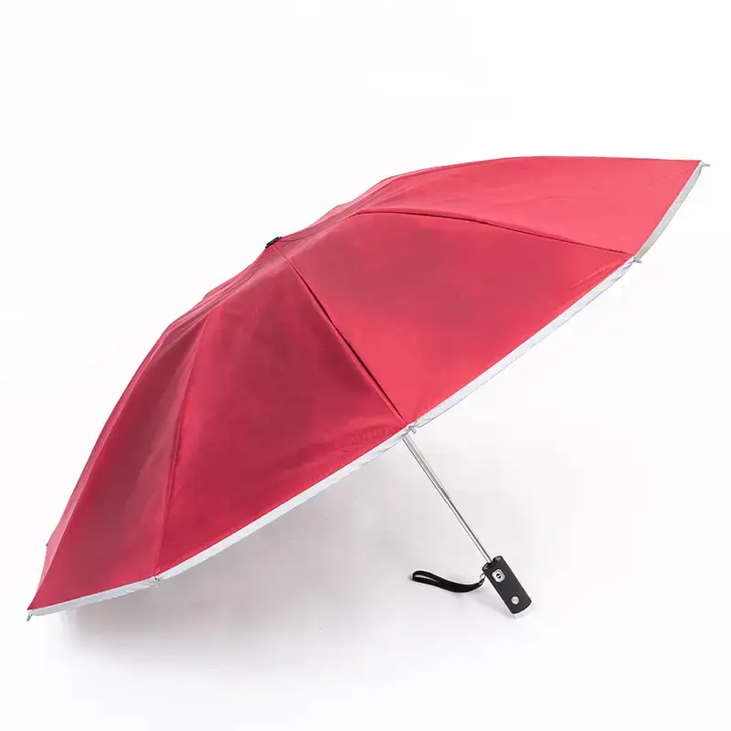Red Reverse Folding Umbrella with LED Flashlight