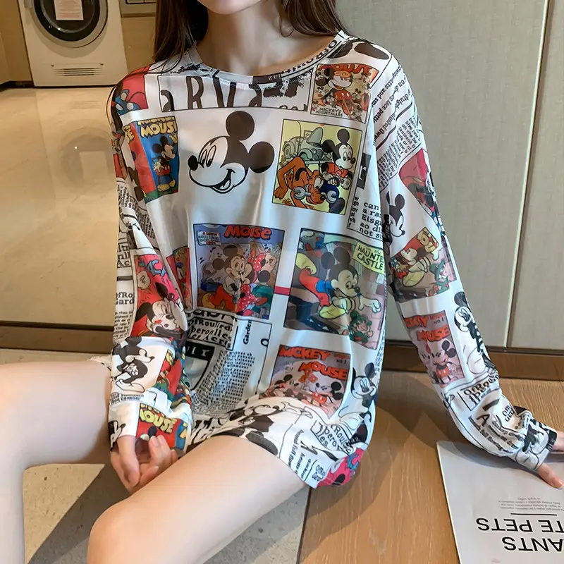 Mickey Printed Long Sleeve Shirt Women Black - Image 4
