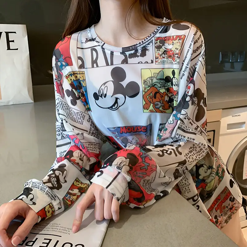 Mickey Printed Long Sleeve Shirt Women Black - Image 5