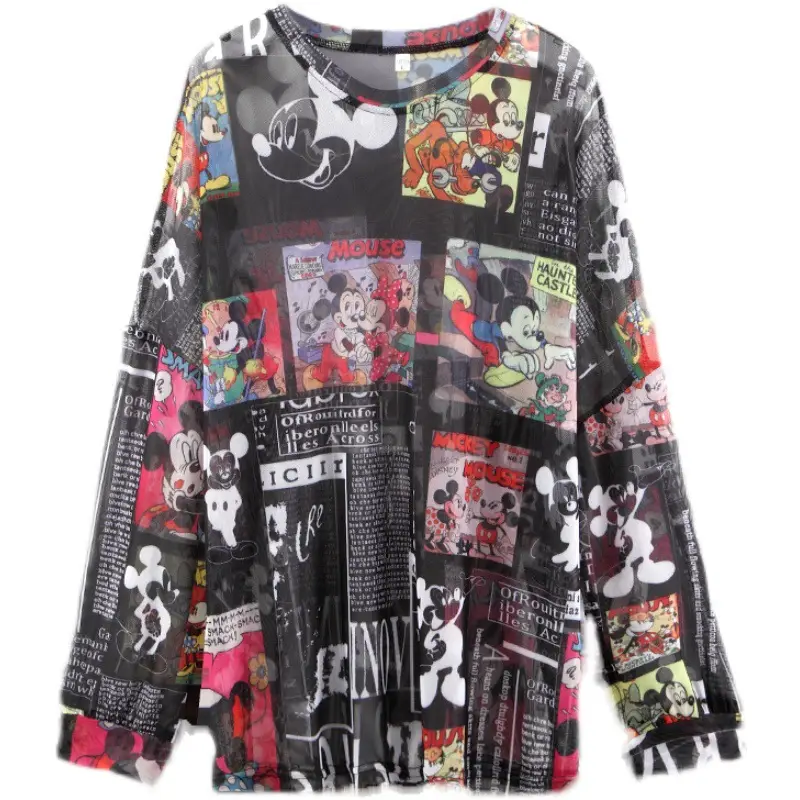 Mickey Printed Long Sleeve Shirt Women Black - Image 6