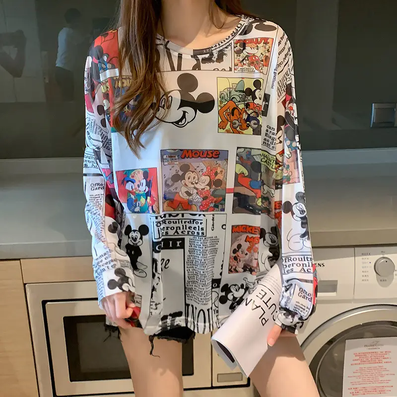 Mickey Printed Long Sleeve Shirt Women Black - Image 2
