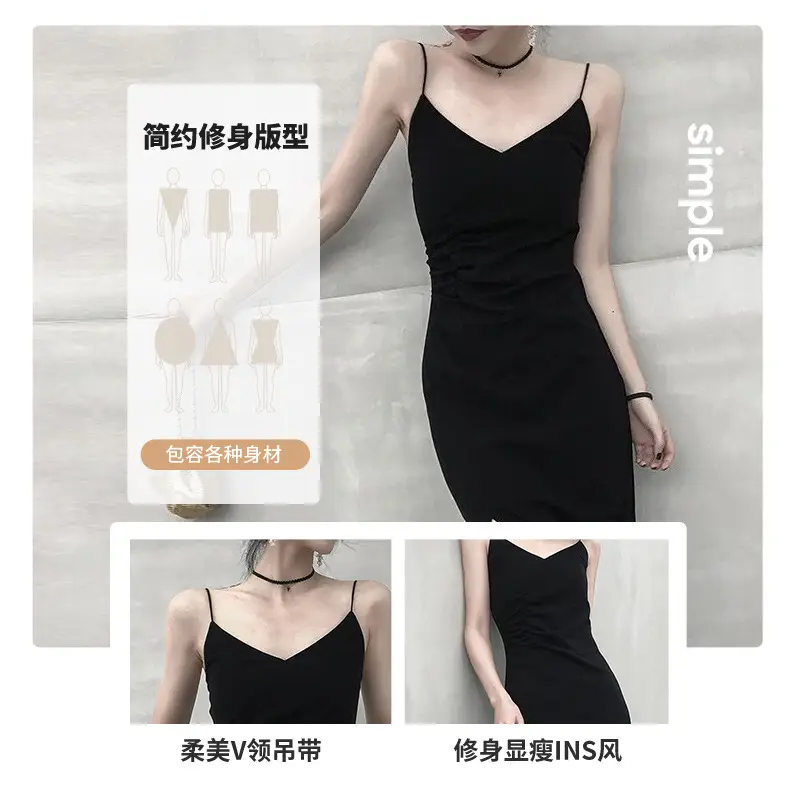 Women's Black Slim Fit Slit Inner Dress 2025 - Image 3