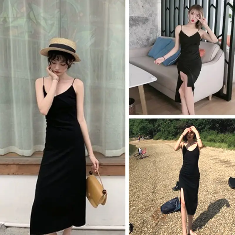 Women's Black Slim Fit Slit Inner Dress 2025 - Image 4
