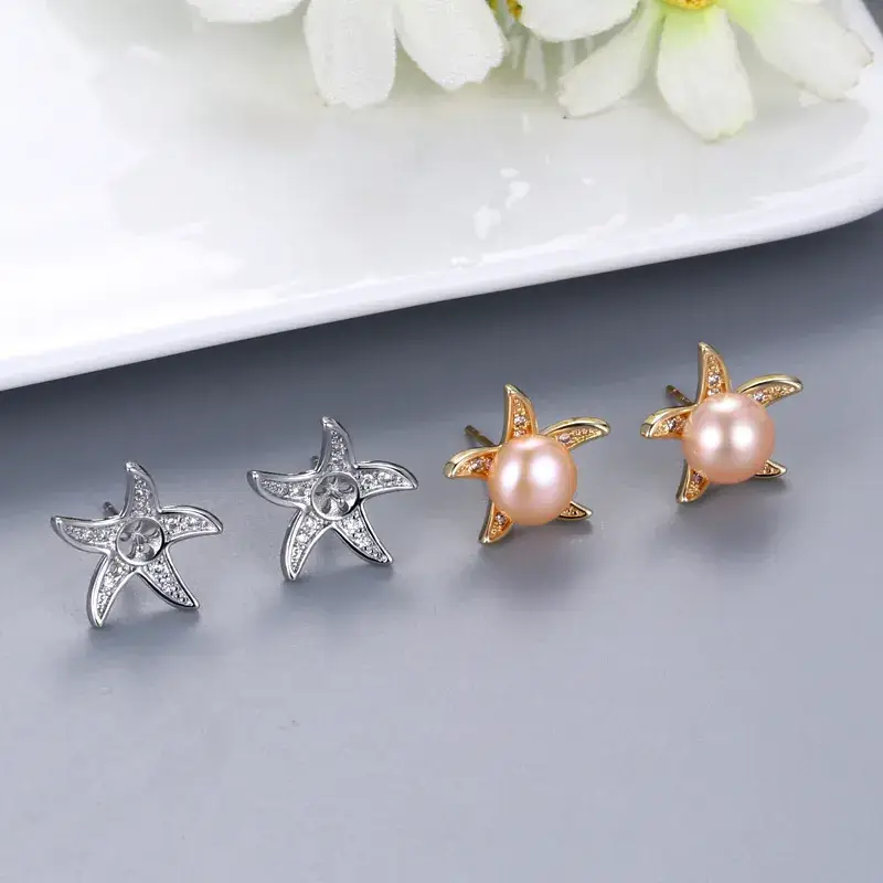 Japanese & Korean Pearl Starfish Earrings for Women - Image 2