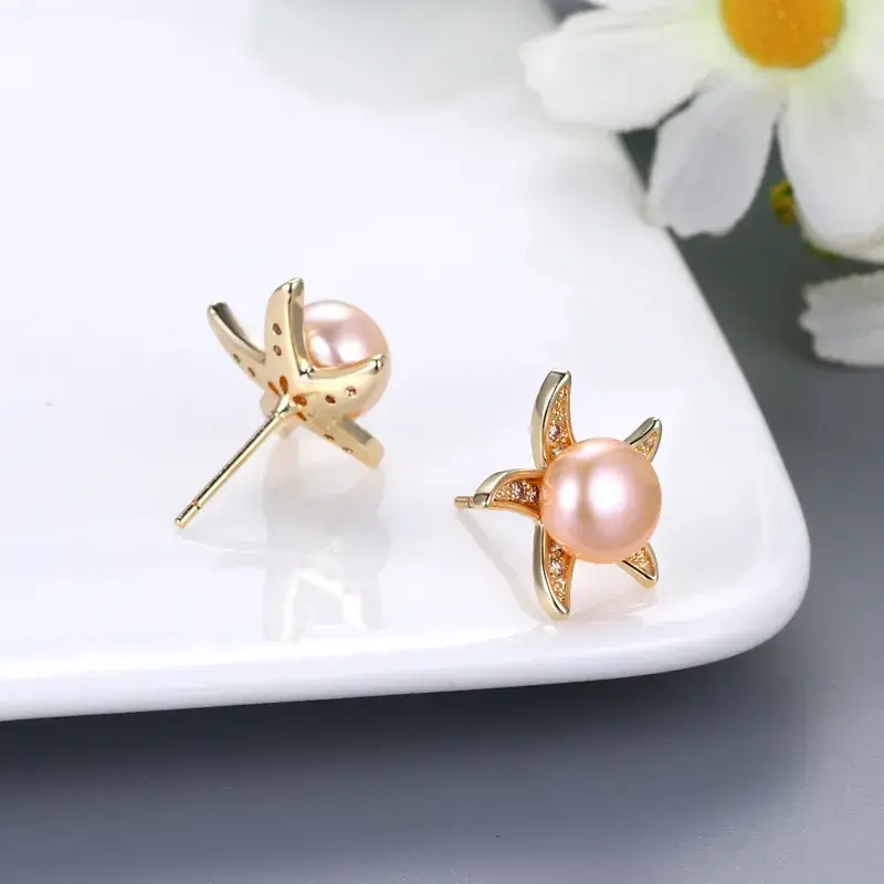 Japanese & Korean Pearl Starfish Earrings for Women - Image 3