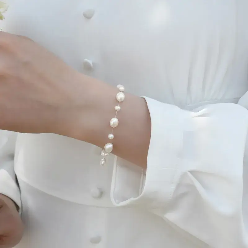 Baroque Pearl Transparent Fishwire Bracelet for Women