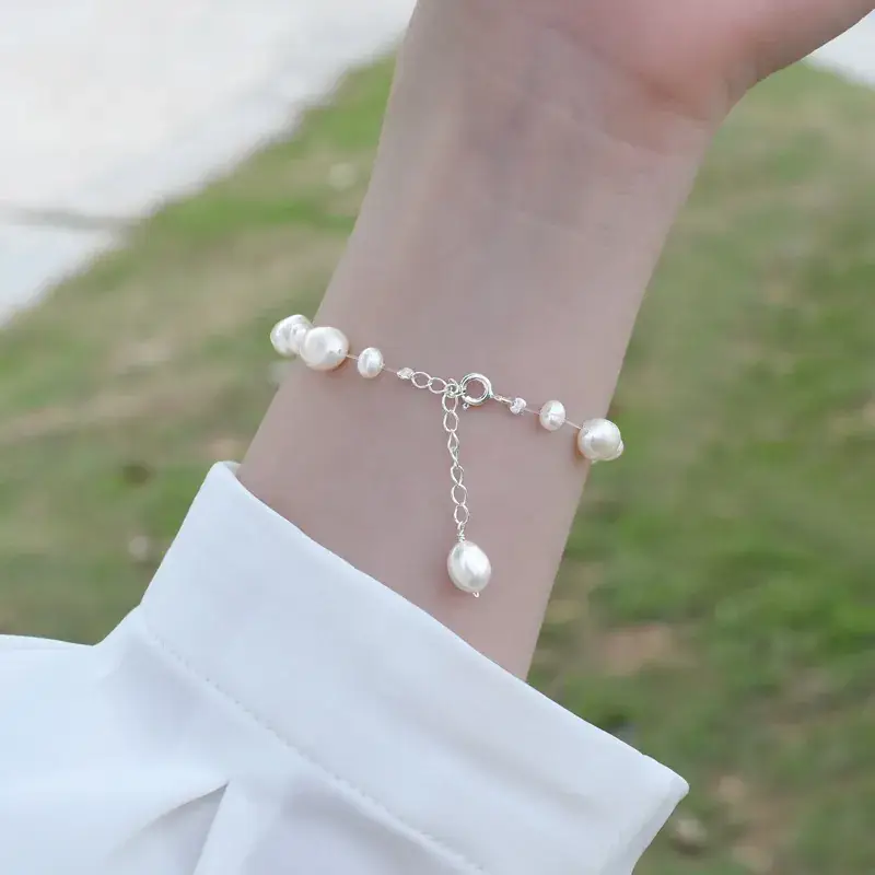 Baroque Pearl Transparent Fishwire Bracelet for Women