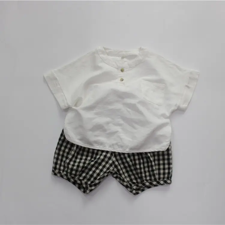 2026 Spring Boys T-Shirt Round Neck Short Sleeve Solid Color Korean Style Button-Up Girls' Top Summer Versatile - Image 5