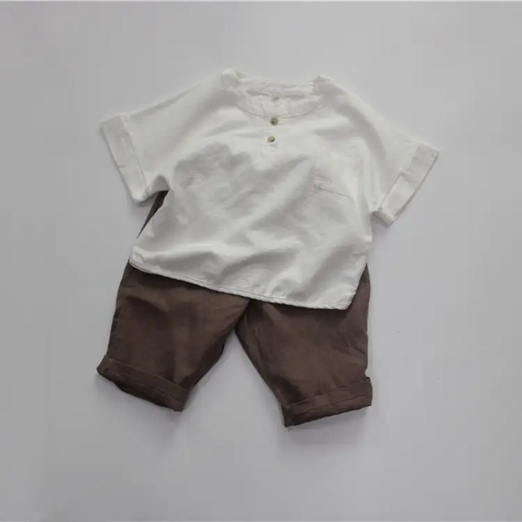 2026 Spring Boys T-Shirt Round Neck Short Sleeve Solid Color Korean Style Button-Up Girls' Top Summer Versatile — feature 10