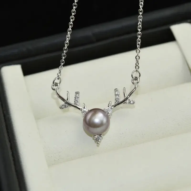 925 Silver Pearl Deer Necklace for Women - Image 4