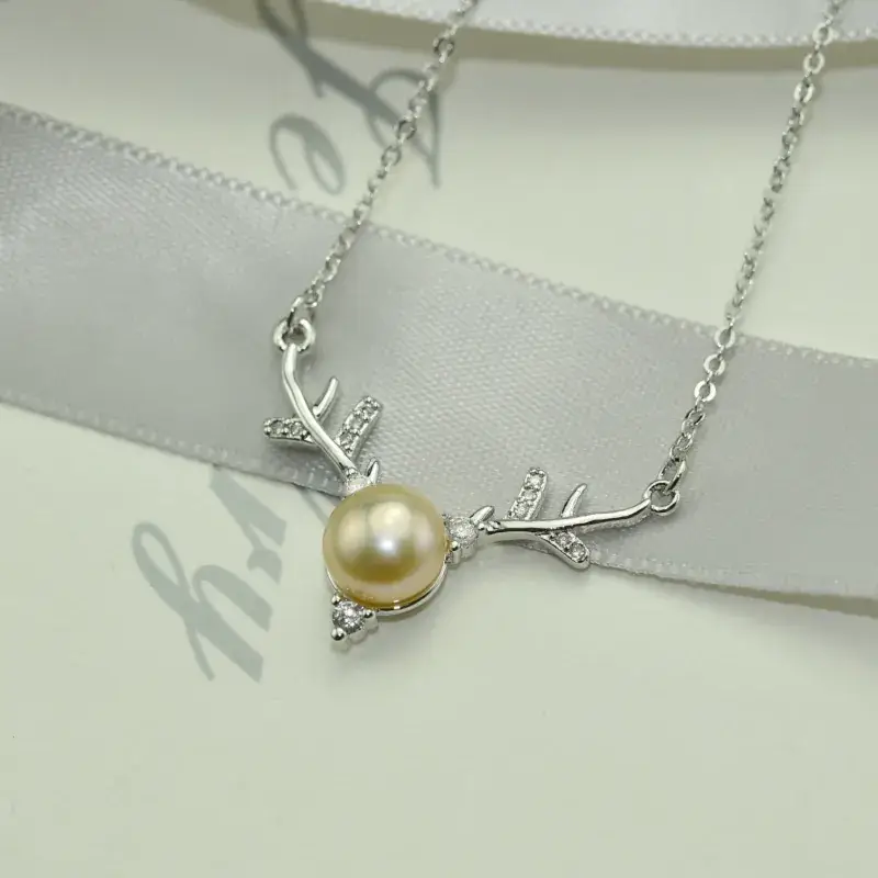 925 Silver Pearl Deer Necklace for Women - Image 2