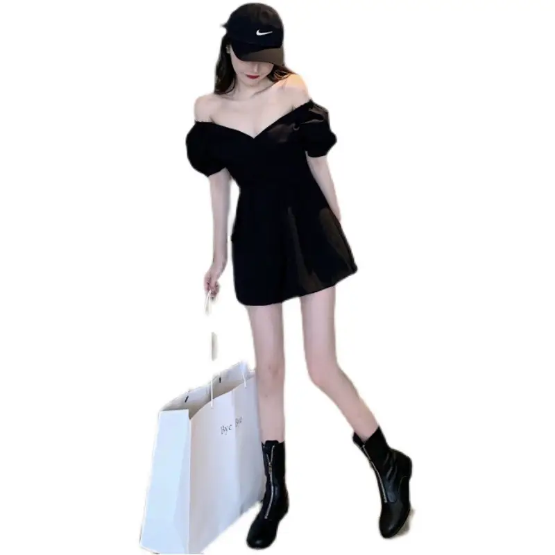 Elegant Off-Shoulder Puff Sleeve Jumpsuit Shorts Set Women