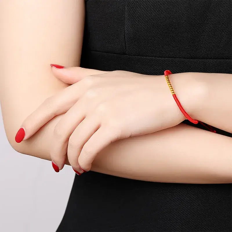 Red 3D Gold Bead Hand Rope Bracelet for Men Women - Image 3