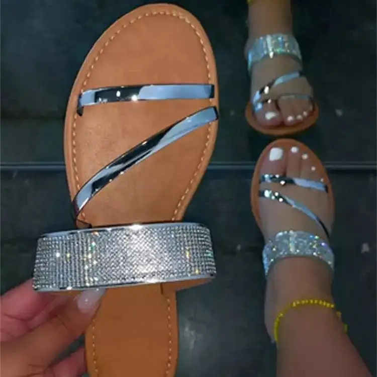 Women's Rhinestone Flip Flops Summer Slippers