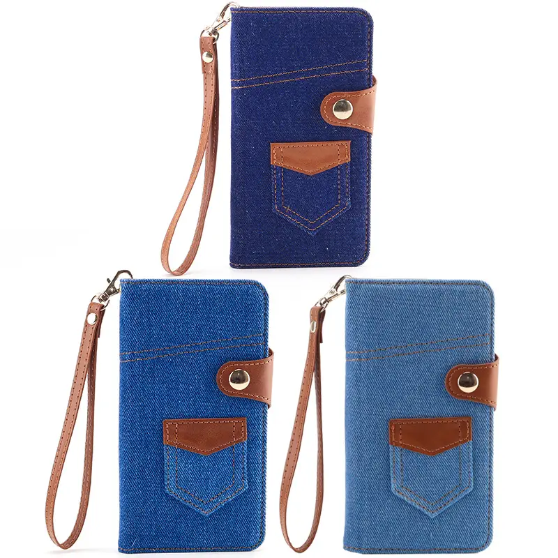 Blue Denim Phone Case with Card Slot & Wallet Style Design — feature 16