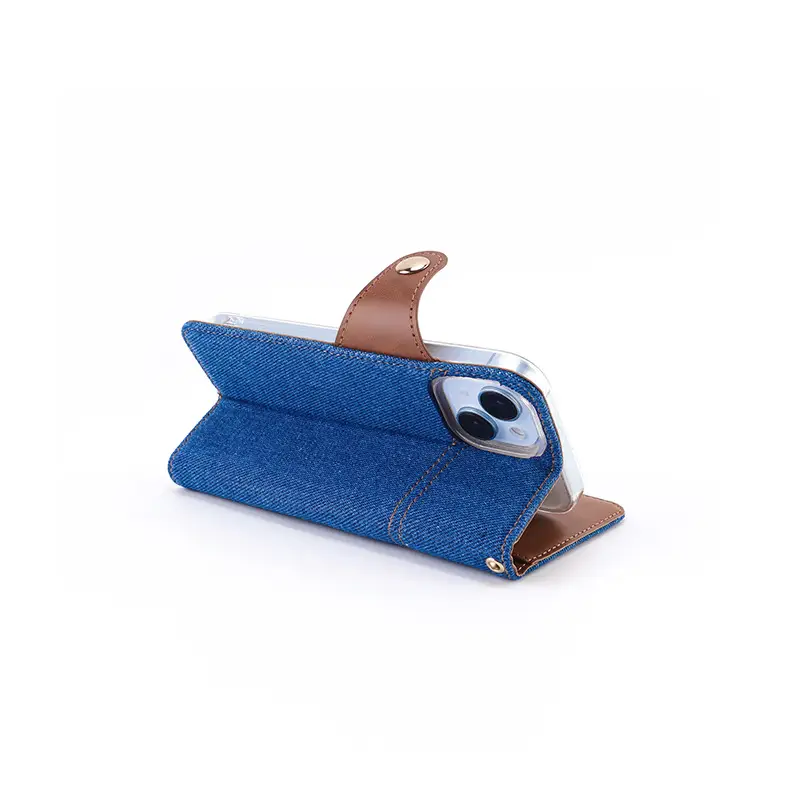 Blue Denim Phone Case with Card Slot & Wallet Style Design — feature 27
