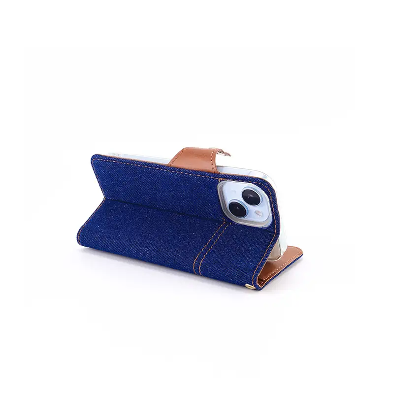 Blue Denim Phone Case with Card Slot & Wallet Style Design — feature 31